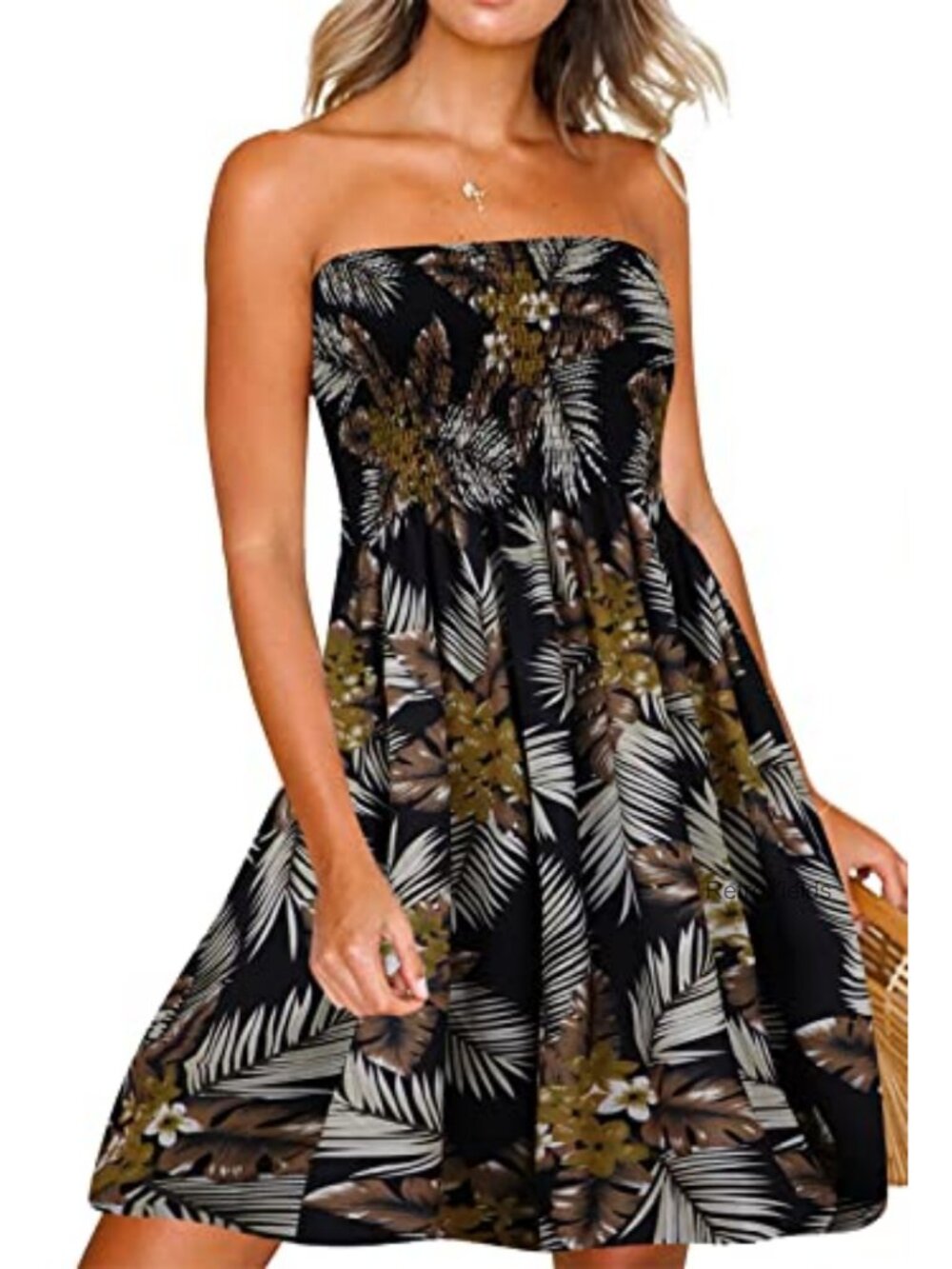 Women's Strapless Floral Cover-Up Sundress Sleeveless A-Line Tube Top